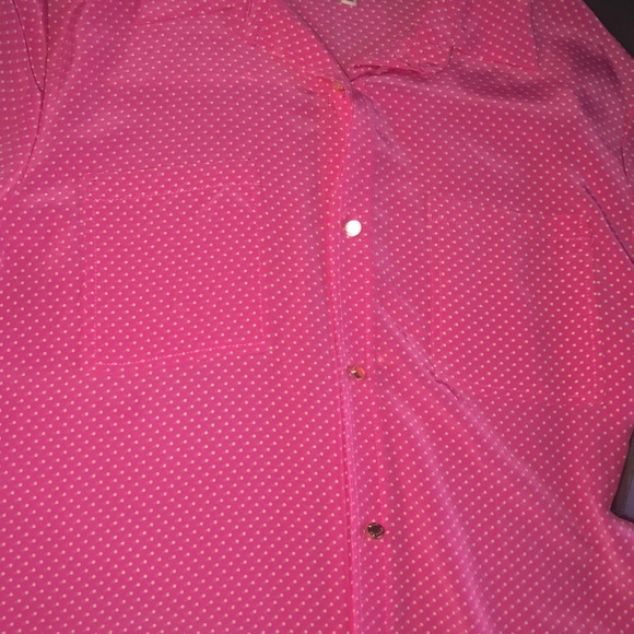 Juicy Couture pink silk blouse w/white polka dots - Picture 4 of 4
